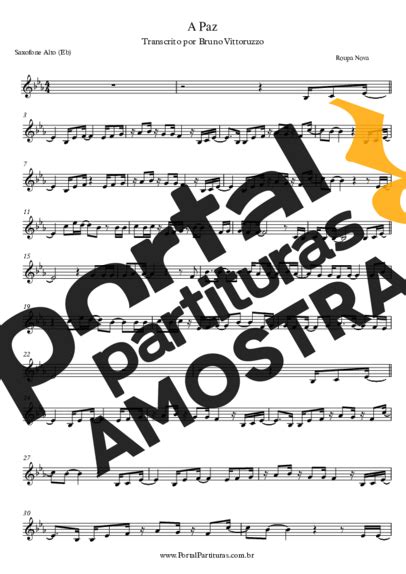 A Paz Roupa Nova Partitura Para Saxofone Alto Eb