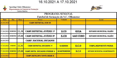 16 e 17 de outubro de 2021 Futebol de Formação Sporting Clube Olhanense