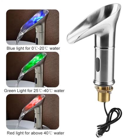 Led Automatic Faucet Sensor Touchless Motion Activated Bathroom Faucet Hands Free Hot Cold