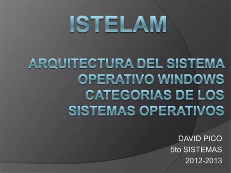 Arquitectura Del Sistema Operativo Windows Ppt