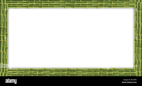 Rectangle Green Wooden Border Frame Made Of Realistic Bamboo Stems With