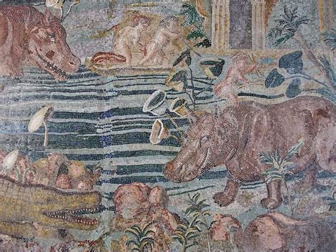 Mosaic Pavement Depicting A Nile Scene From The Maccarani Vineyard Area