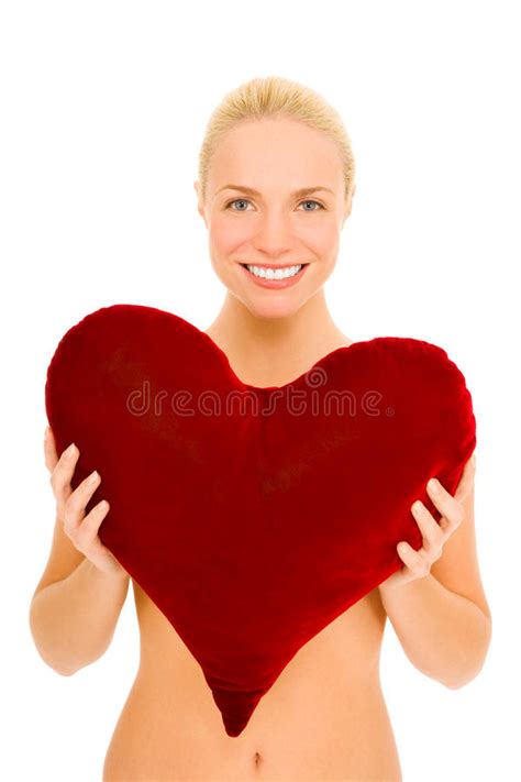 Naked Woman With Heart Shaped Pillow Free Stock Images Photos