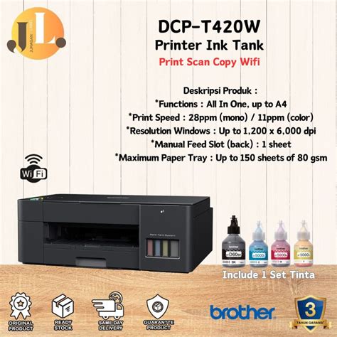 Jual Printer BROTHER DCP T420W Ink Tank Color Multifunction Inkjet