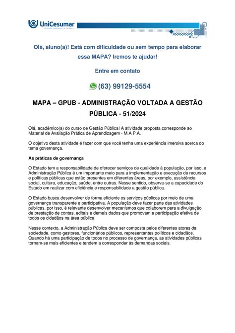 Mapa Gpub Administra O Voltada A Gest O P Blica Ol