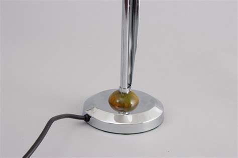 Art Deco Chrome Table Lamp With A Nude Silhouette On Green Phenolic Mound British C