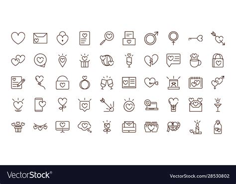 Love Heart Romantic Passion Feeling Related Icons Vector Image