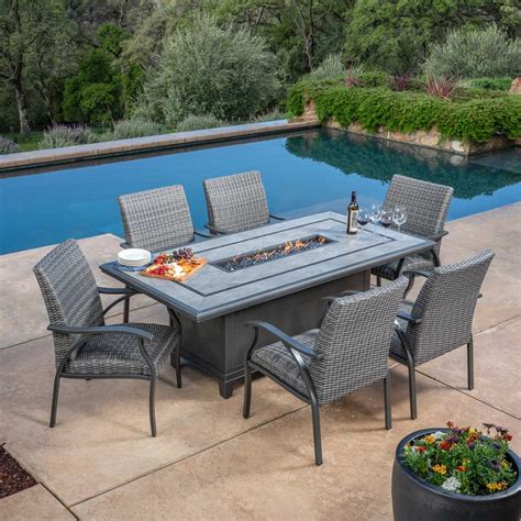 Sunvilla Indigo Piece Wicker Fire Dining Patio Set Cover