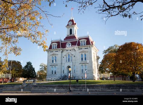 Chase County Courthouse, native limestone, Cottonwood Falls, in the Flint Hills of Kansas ...