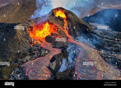 Eruption of Fagradalsfjall volcano. Iceland Stock Photo - Alamy