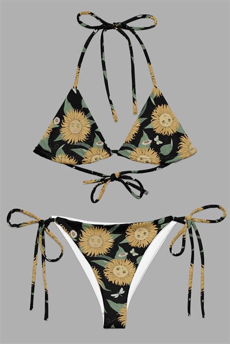 Sunflower Daze Print Recycled String Bikini Cosmic Drifters