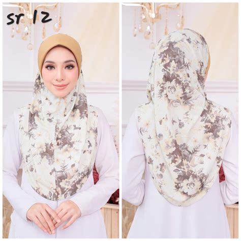 Tudung Sarung Sarima Corak Mosscrepe Premium D Digital Art Printed