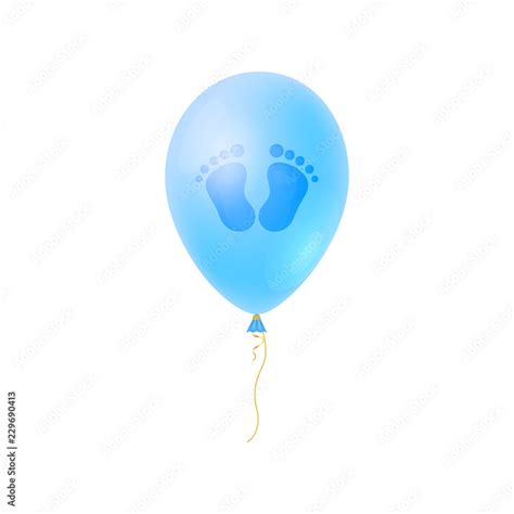 Cartoon Baby footsteps, boys footprint with blue realistic Balloon. It ...