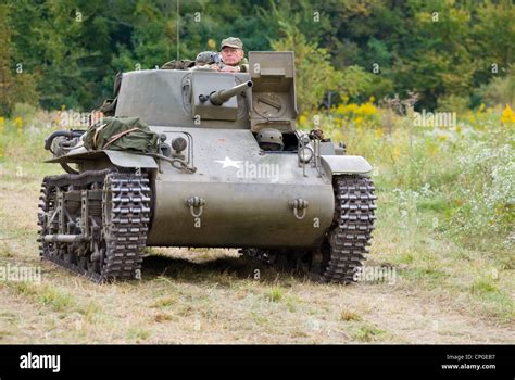 Us Military Army Light Tank World War Two Show Theater Under Open Sky