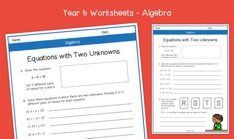 Year 6 Equations With Two Unknowns Worksheets Ks2 Algebra Primary Maths