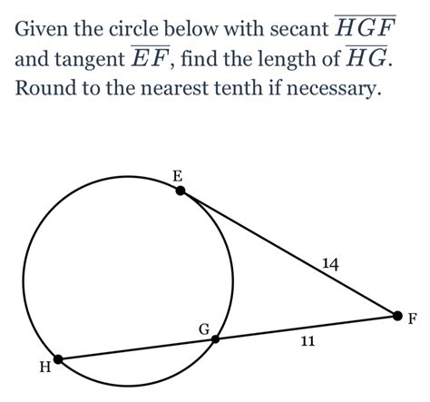 Solved Given The Circle Below With Secant Overline Hgf And Tangent