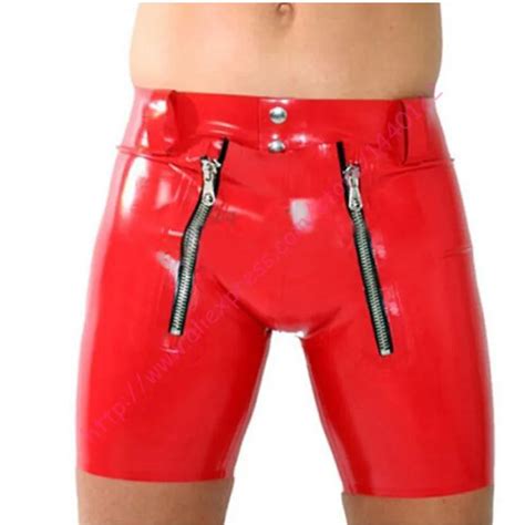 Men Sexy Red Latex Rubber Panties Underwear For Man With Front And