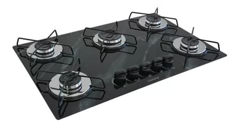 Fogão Cooktop Gás 5 Bocas Ultra Chama 127v 220v Marmorizado Cor Preto