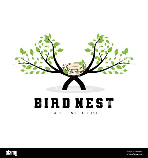 Bird's Nest Logo Design, Bird House Vector For Eggs, Bird Tree Logo