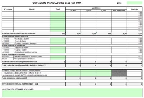 Modele Cadrage Tva Base Par Taux Faire Soi Meme Chiffre D Affaire Base