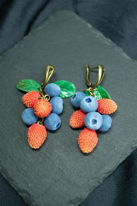 Earrings Blueberry Strawberry Vclay Lab S Ko Fi Shop Ko Fi