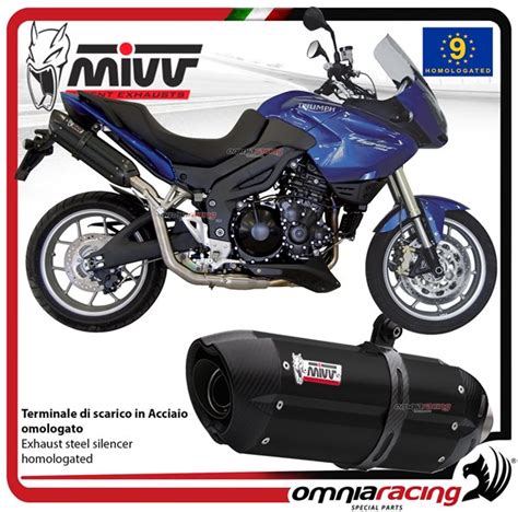 Mivv Exhaust Slip On Suono Approved Black Steel Triumph Tiger 1050