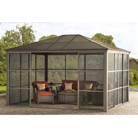 Sunjoy Screen House 11 3 Ft W X 13 3 Ft D Steel Permanent Gazebo