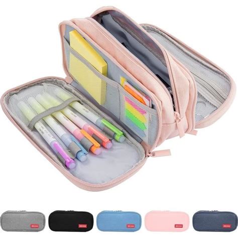 Trousse Scolaire À Crayons Capacité Rose Grand Étui Pochette Porte