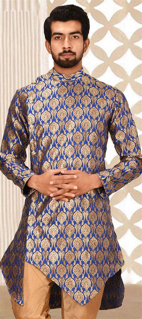 Blue Color Jacquard Fabric Kurta 1760429