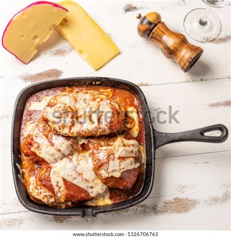 Parmegiana Steak Known Filet Parmegiana Black Stock Photo