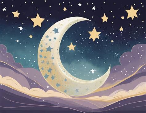 Premium Vector Dreamy Moon With Stars