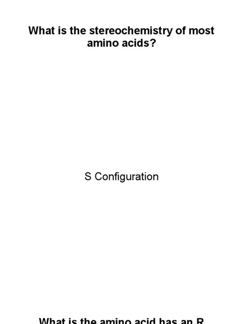 What Is The Stereochemistry of Most Amino Acids? | PDF