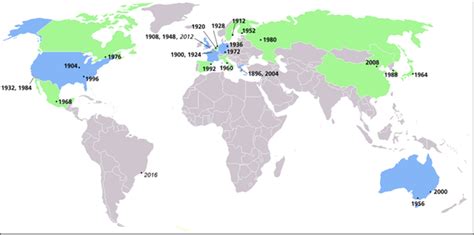 Hosts of the Summer Olympics [1176 x 584] : r/MapPorn