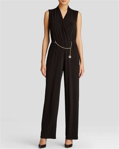 Calvin Klein Chain Belt Sleeveless Jumpsuit In Black Lyst