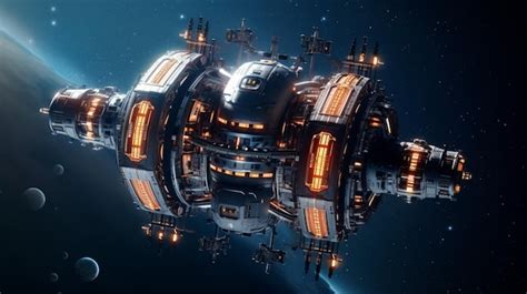 Premium AI Image A Sleek And Futuristic Space Station Floating