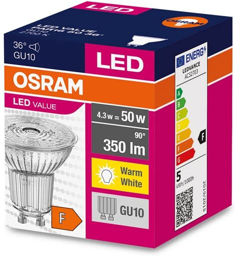 Osram Led Strahler Value Par W Gu Klar Warmweiss Wie W