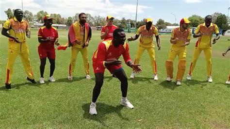 Uganda national cricket team players celebrate by dancing to their ...