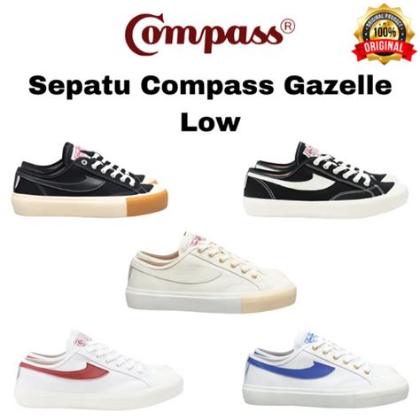 Jual Sepatu Compass Gazelle Low White Blue Cream Original White