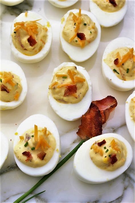 Deviled Eggs With Bacon And Cheddar Cheese My Recipe Treasures