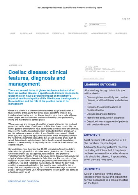 Pdf Coeliac Disease Clinical Features Diagnosis And Management