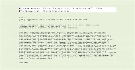 Proceso Ordinario Laboral De Primera Instancia Doc [doc Document]