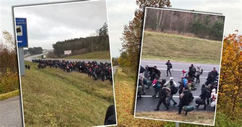 Setki migrantów idą na granicę Policja wysłała posiłki z całej Polski