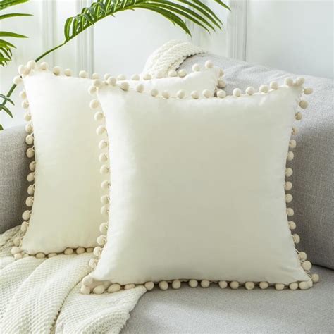 Topfinel 2pcs Housses de Coussin Crème 50x50cm en Velours Doux Avec