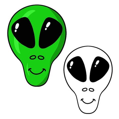 Máscara De Una Criatura Alienígena Verde Color De Vector De Dibujos Animados Marcianos Y Boceto