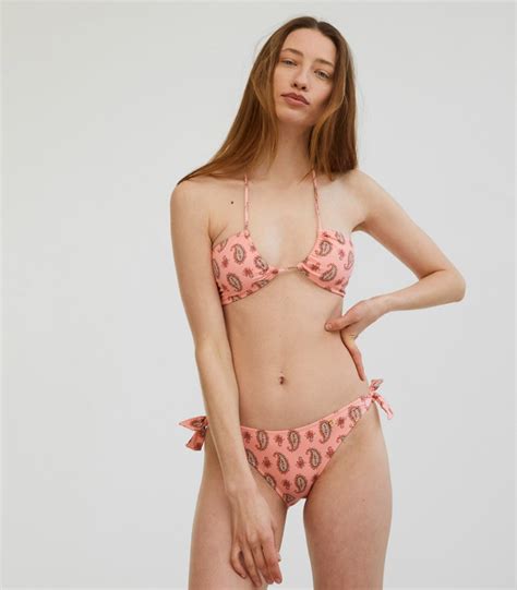 Top de Bikini Multiposición Rosa con Estampado