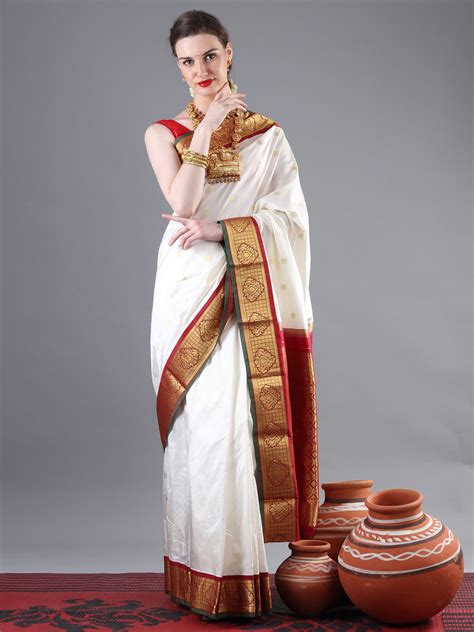 White Pattu Saree With Red Border Price Sale Instrumentationkmitlacth