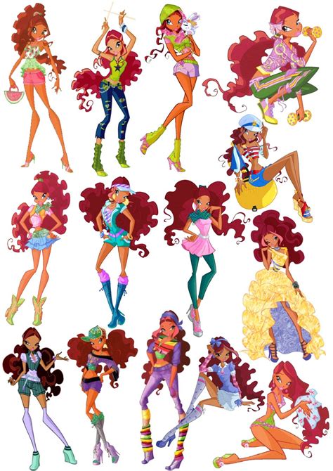 All Aisha/Layla Outfits Winx Club 3 | Cartoon tekeningen, Cartoons, Vintage