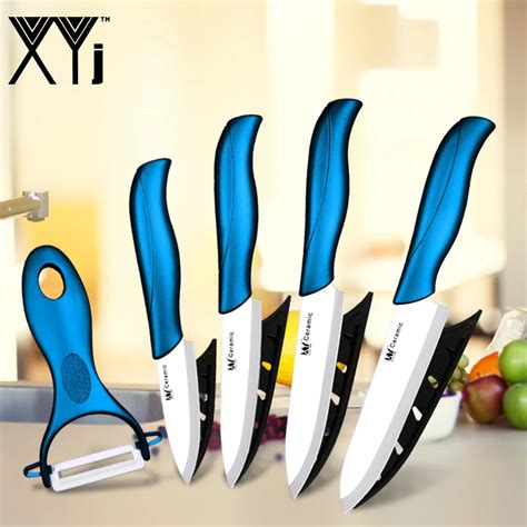 XYj Multi Colors Kitchen Ceramic Knives Set 3 4 5 Chef Knife Peeler