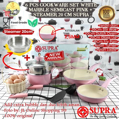 Jual Supra Panci Set Pcs White Marble Lavender Steamer Cookware