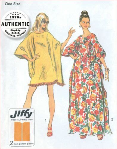 S Sewing Pattern Misses Retro S Jiffy Easy Vintage Caftans